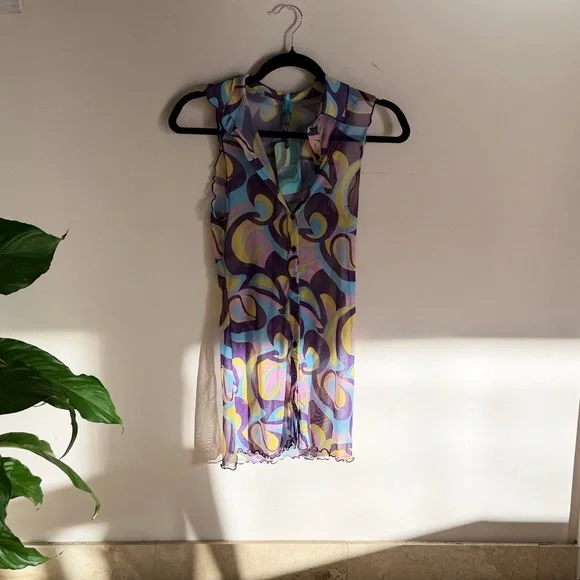 NWT Jaded London Retro Floral Print Mesh Sleeveless Shirt Dress XS DOLLSKILL - Picture 5 of 10